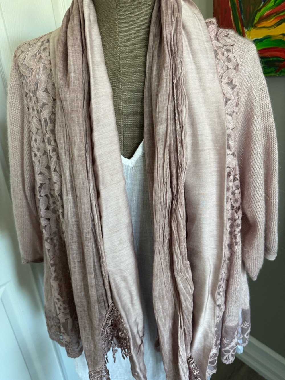 3 Piece Italian Made Cardigan Top and Matching Scarf